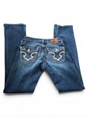 Big Star Jeans Womens 27L Blue Remy Low Rise Boot Flap Pockets Western Ranch‎